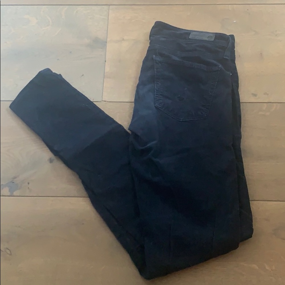 navy velvet skinny jeans - low rise